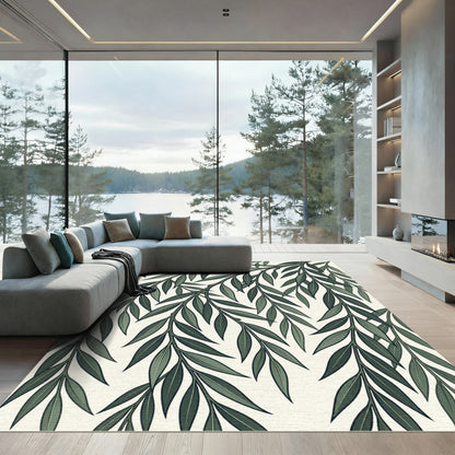 Elegant Green Willow Branch Botanical Rug