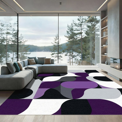 Modern Purple Geometric Wave Rug