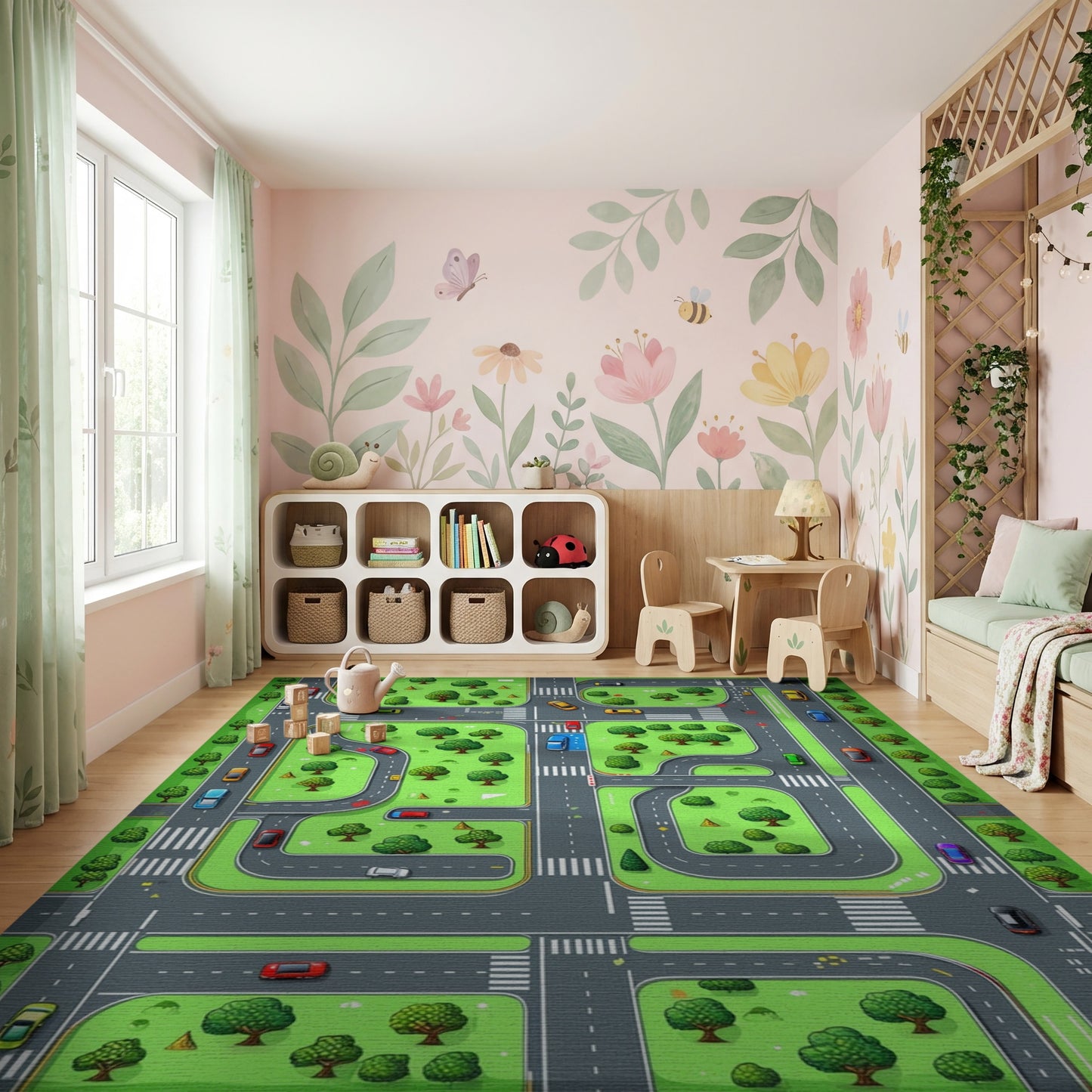 Playful City Road Map Rug