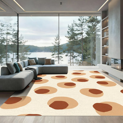 Terracotta Abstract Organic Circles Rug