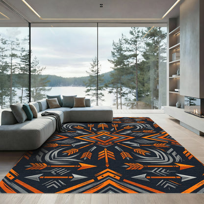Bold Orange Tribal Arrow Rug