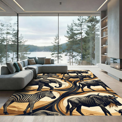 Serene Serengeti Animal Safari Earthly Tones Rug