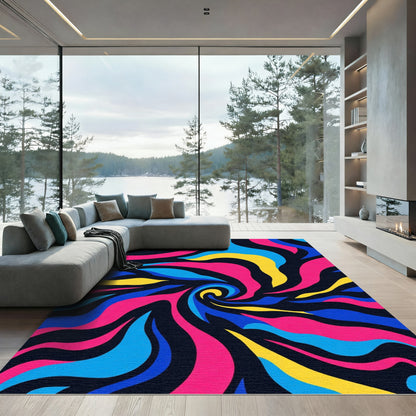 Vibrant Swirl Abstract Wave Rug
