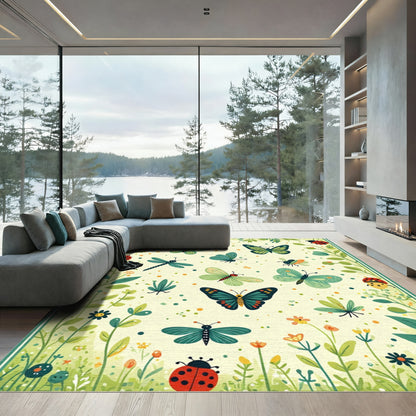 Spring Garden Butterfly Ladybug Dragonfly Rug