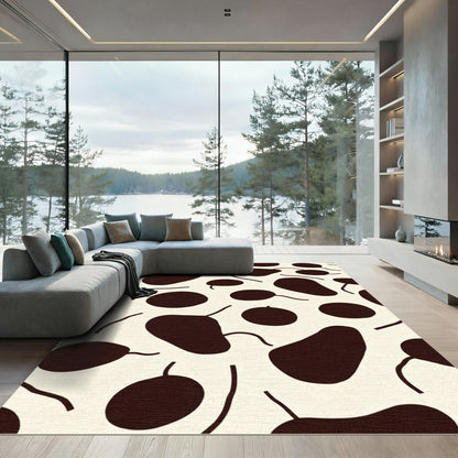 Abstract Organic Shapes Brown Cream Rug