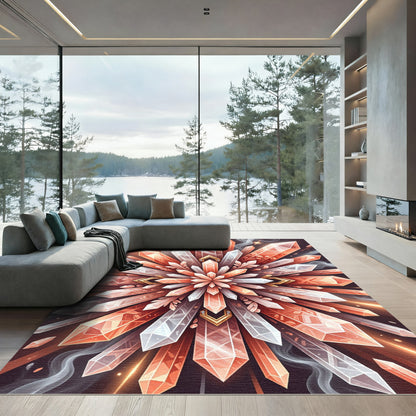 Radiant Crystal Burst Geometric Rug