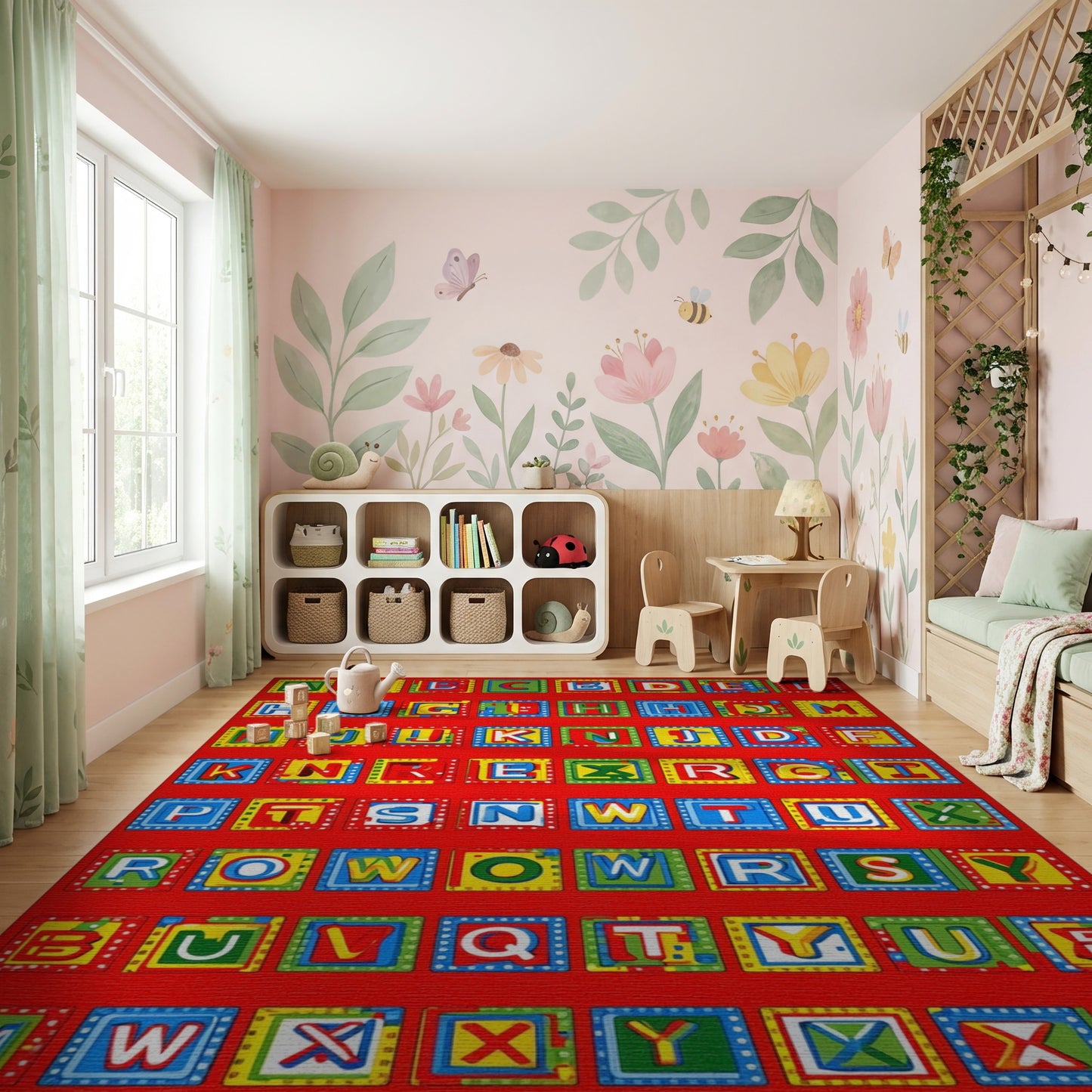 Vibrant Alphabet Block Letters Rug