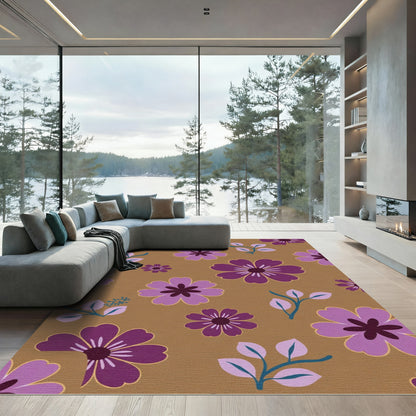 Purple Lilac Floral Garden Rug