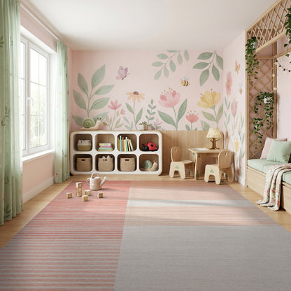 Coral Orange Gradient Striped Rug