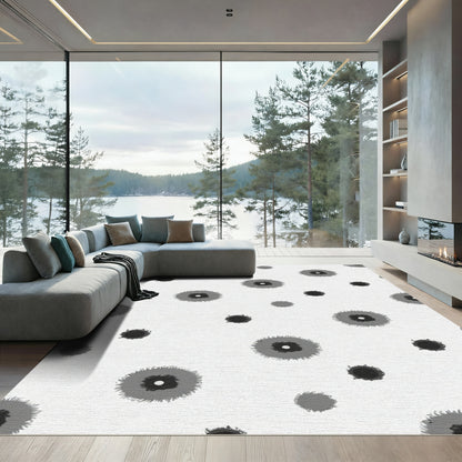 Monochromatic Grunge Floral Scatter Rug