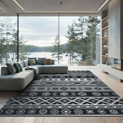 Tribal Diamond Geometric Stripes Rug