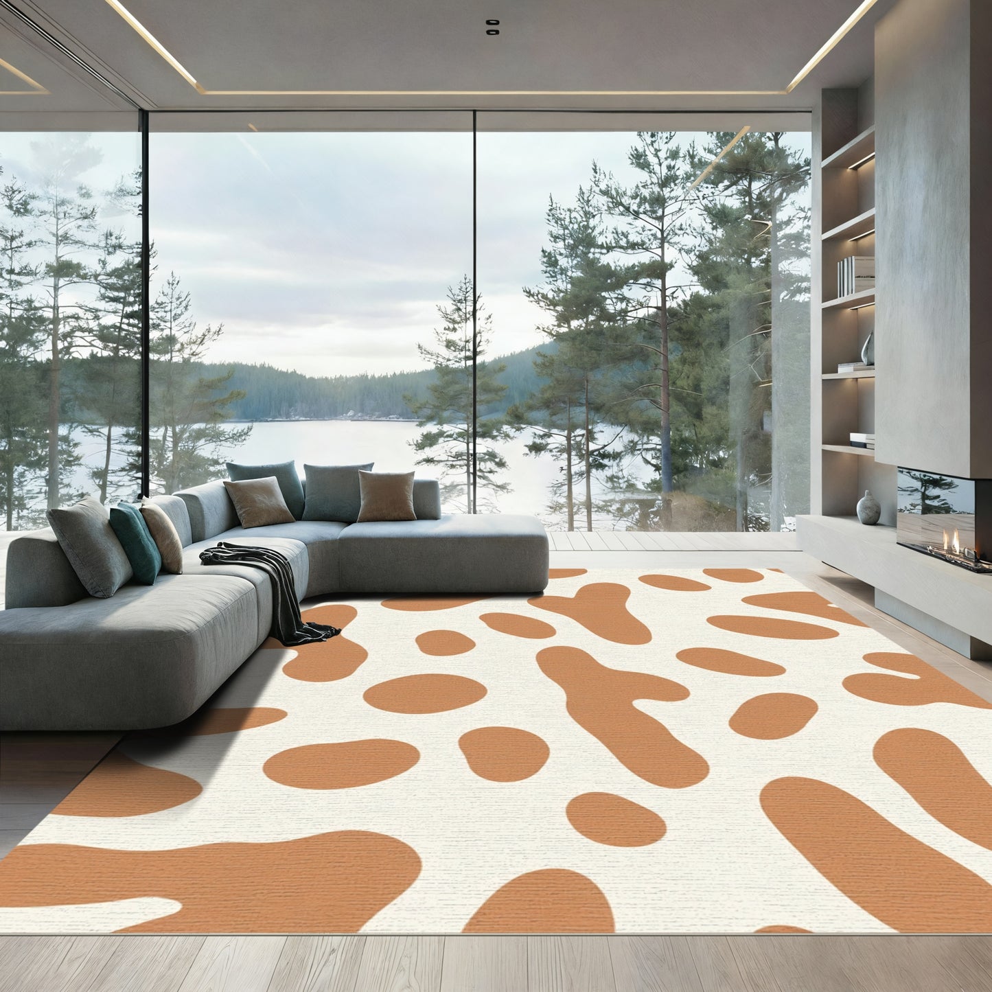 Cream Amber Organic Blob Rug