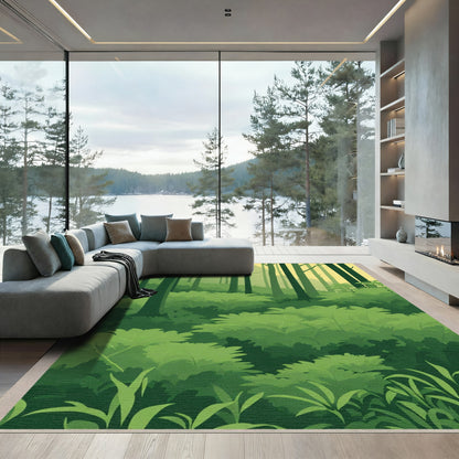 Verdant Forest Canopy Lush Green Art Rug