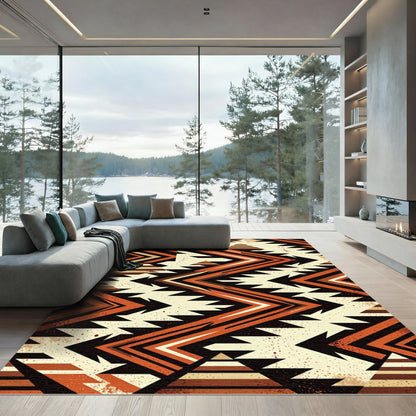 Earthy Geometric Zigzag Southwestern Accent Rug