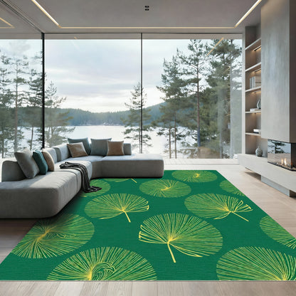 Emerald Green Yellow Palm Leaf Radiance Rug