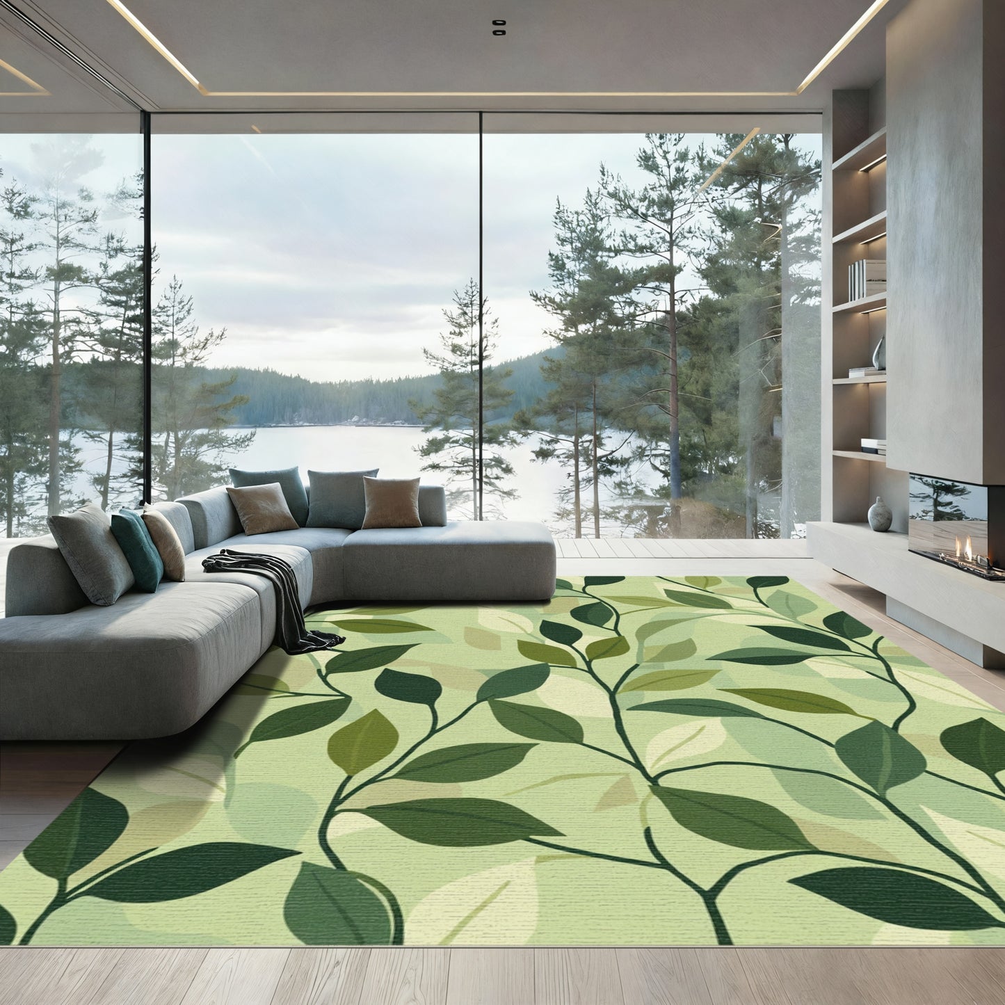 Verdant Vine Leaf Medley Rug