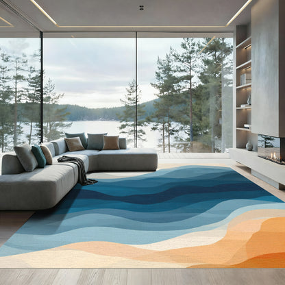 Indigo Sea Layered Landscape Rug