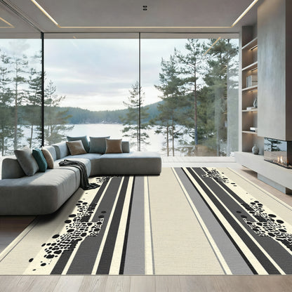 Monochromatic Organic Stripe Contrast Rug