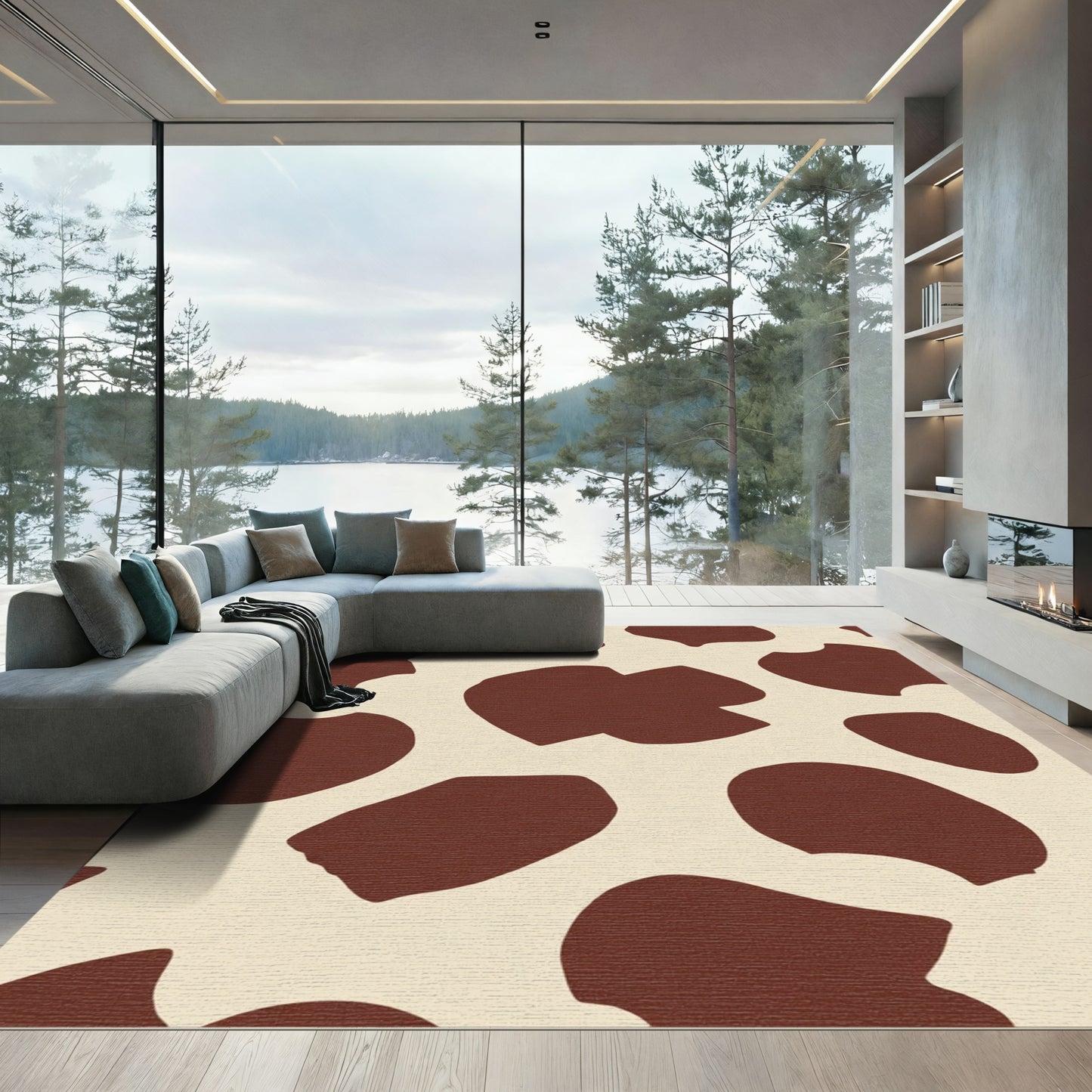 Brown Cream Organic Spot Rug