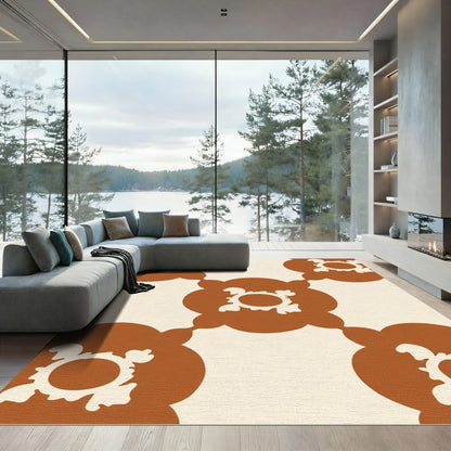 Terracotta Floral Scallop Repeat Rug