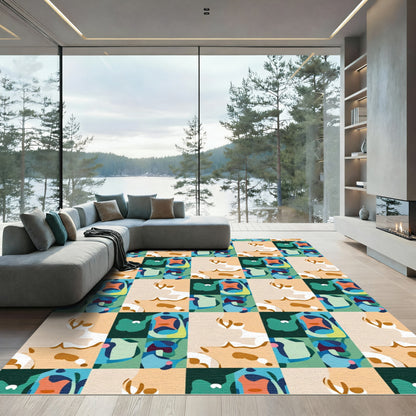 Abstract Patchwork Geo Color Block Rug