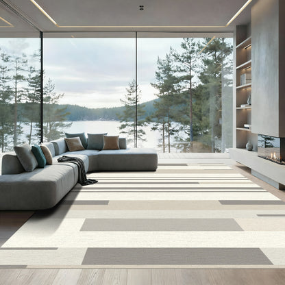 Neutral Earthy Tones Abstract Stripe Rug