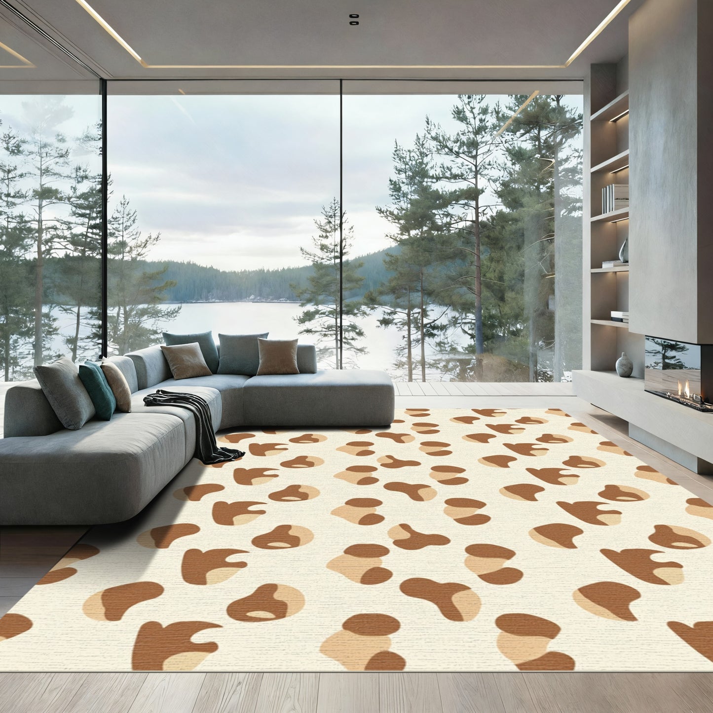 Warm Brown Spots Animal Print Rug