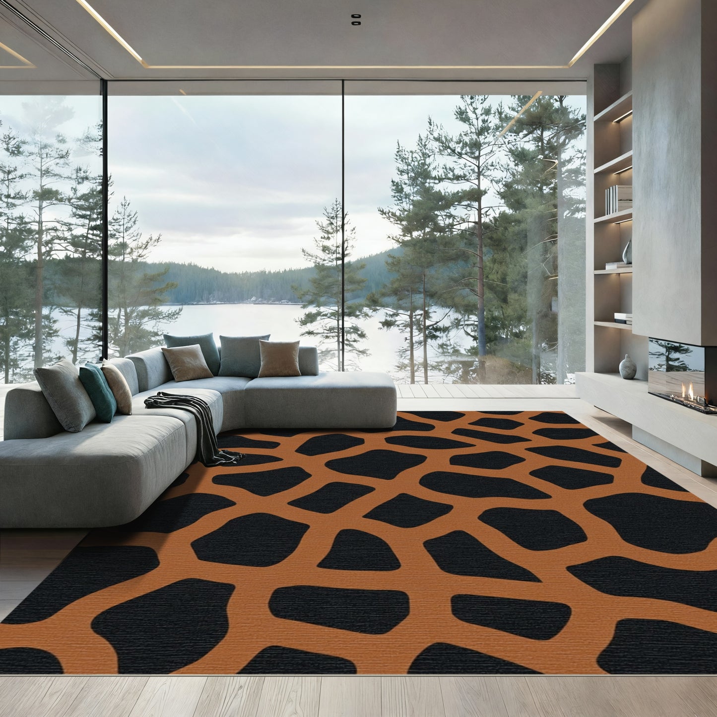 Brown Black Giraffe Spots Rug