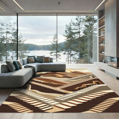 Earthy Tone Geometric Mountain Stairway Rug