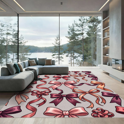 Elegant Rose Ribbon Bow Wallcovering Rug