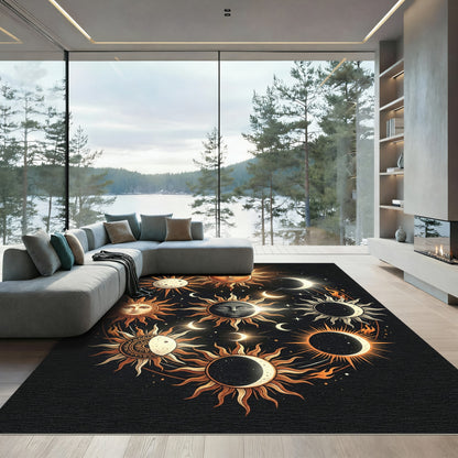 Celestial Sun and Moon Lunar Medallion Rug