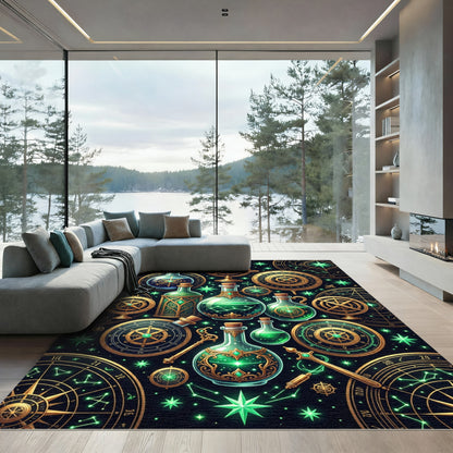 Celestial Emerald Alchemy Astronomy Map Rug