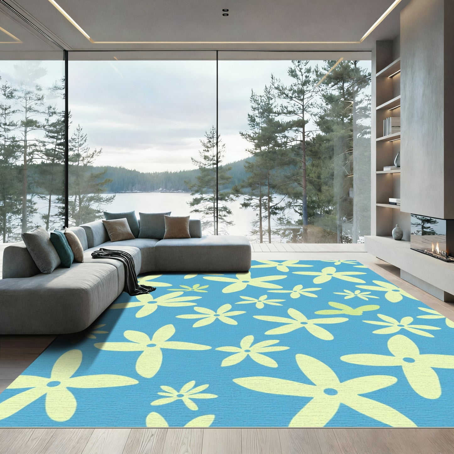 Light Yellow Bloomy Garden Rug