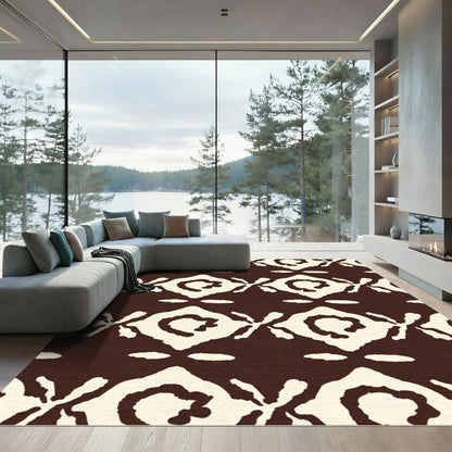 Classic Cream Brown Medallion Pattern Rug