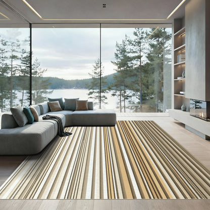 Minimalist Vertical Neutral Earthy Stripe Rug