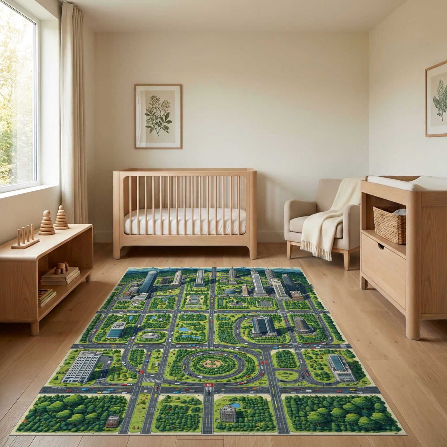 Vibrant Aerial City Grid Rug