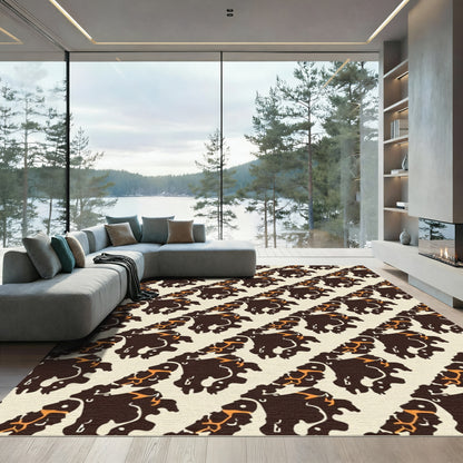 Brown Orange Jagged Diagonal Rug