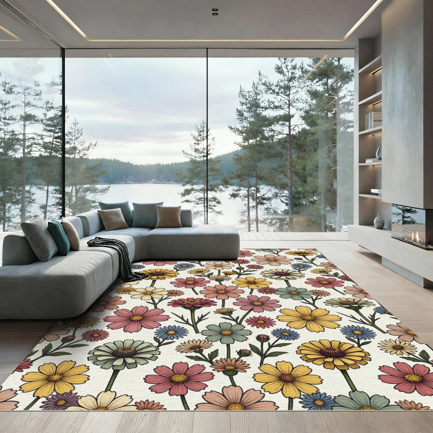 Vintage Floral Garden Arrangement Rug