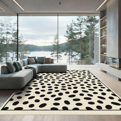 Abstract Stone Black Ivory Scattered Rug