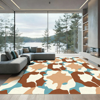 Camouflage Earth Tones Organic Shapes Rug