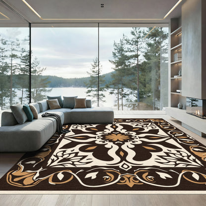 Intricate Camel Cream Brown Mandala Rug