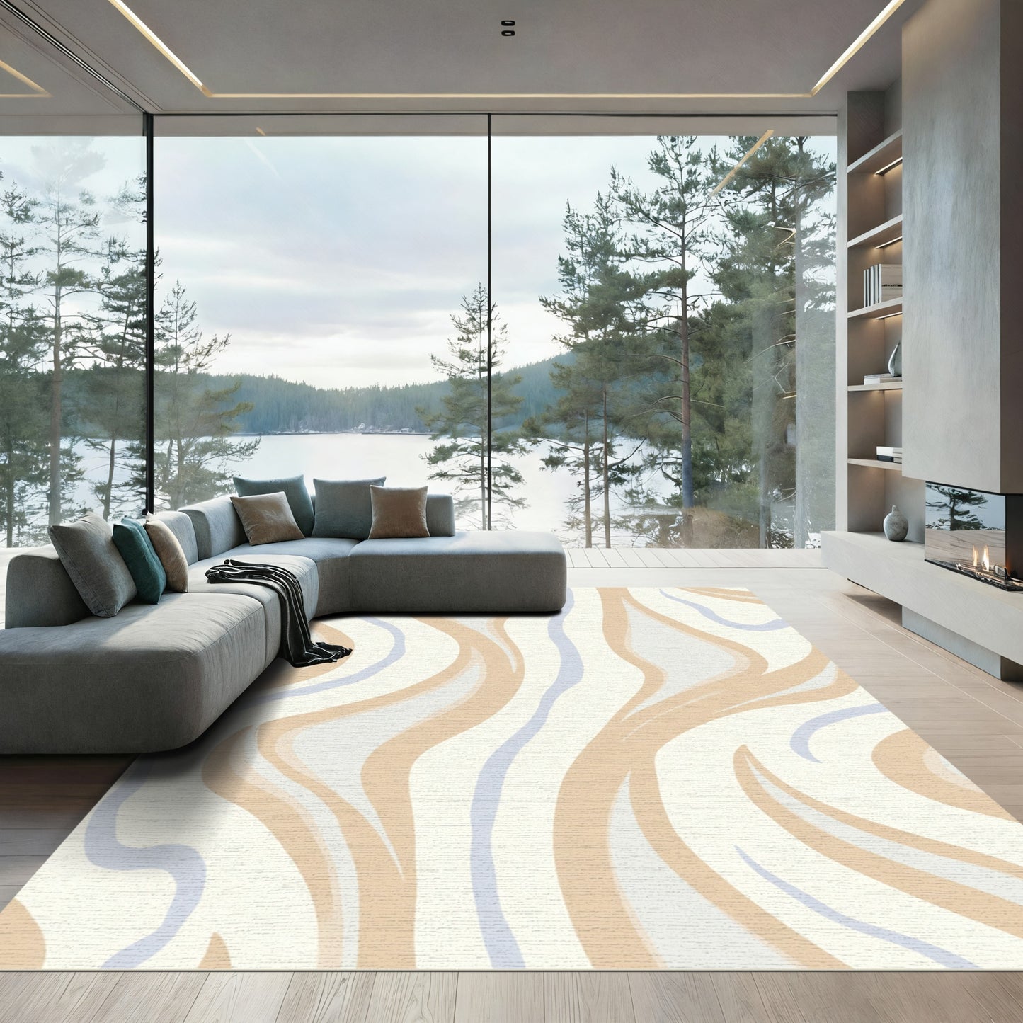 Earthy Cream Subtle Swirl Rug