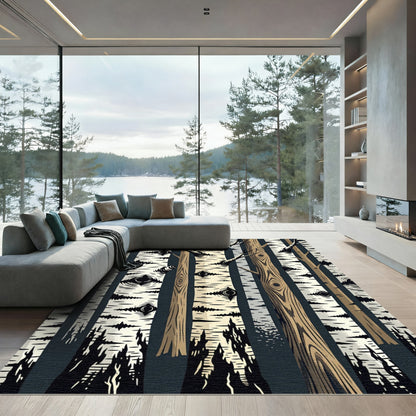 Black and White Forest Birch Rug