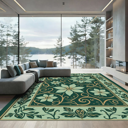 Jade Botanical Vine Scroll Rug