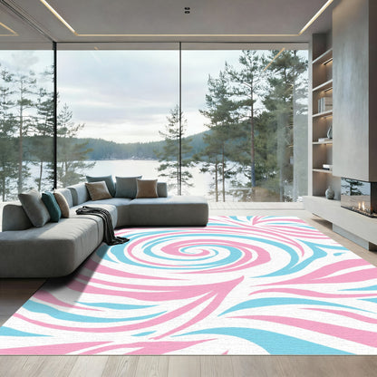 Pink Blue Swirl Abstract Waves Rug