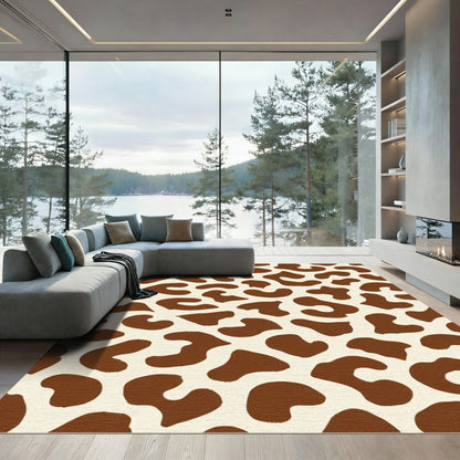 Brown Cream Spotted Abstract Rug
