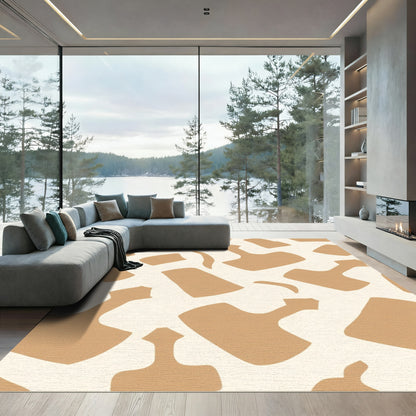 Caramel Tan Abstract Organic Shapes Rug