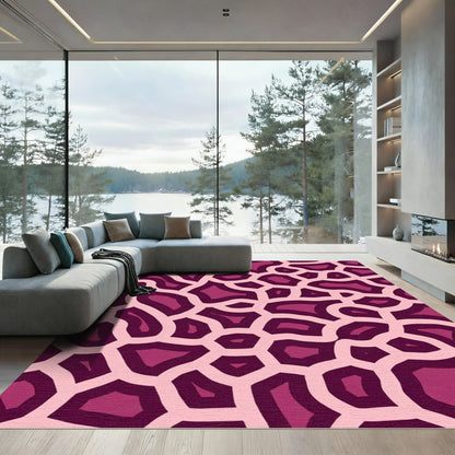 Crimson Pink Organic Cell Pattern Rug
