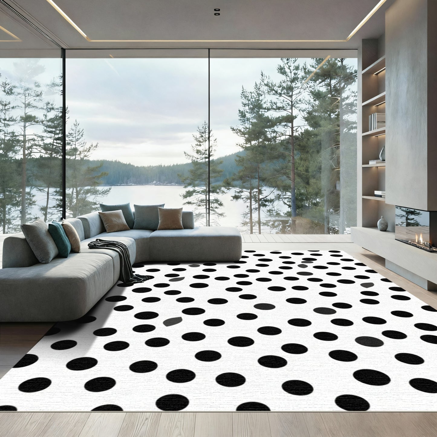 Black White Polka Dot Scatter Rug