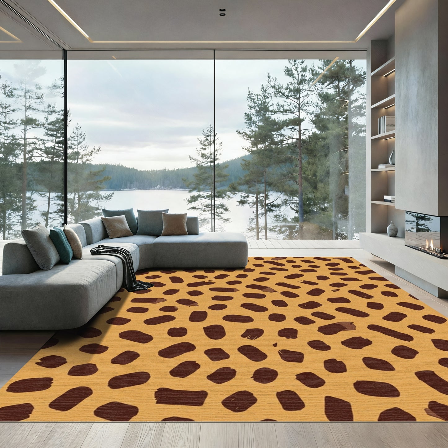 Brown Speckled Ochre Scatter Rug